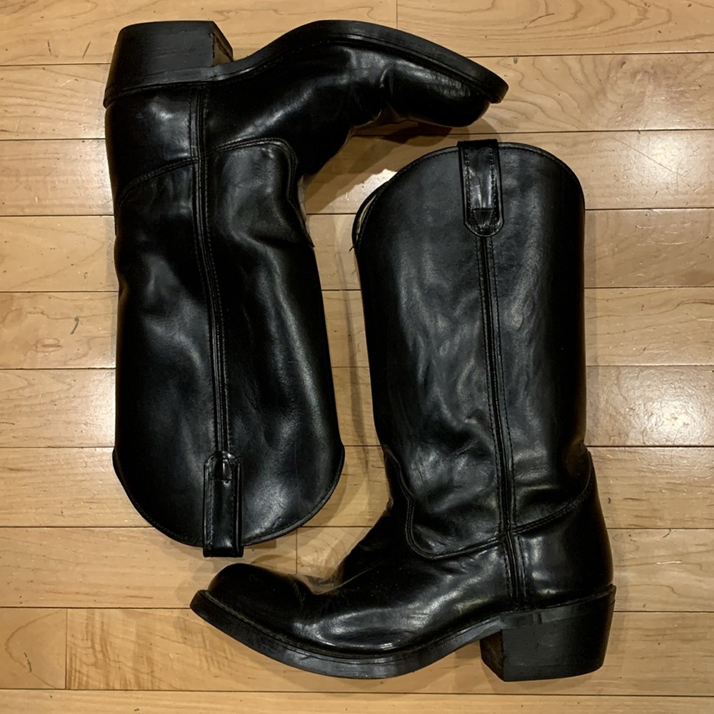 Leather Cowboy Style Boots 7.5 D - Picture 3 of 17